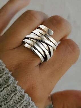 Wrapped Multi-Band Statement Ring in Silver